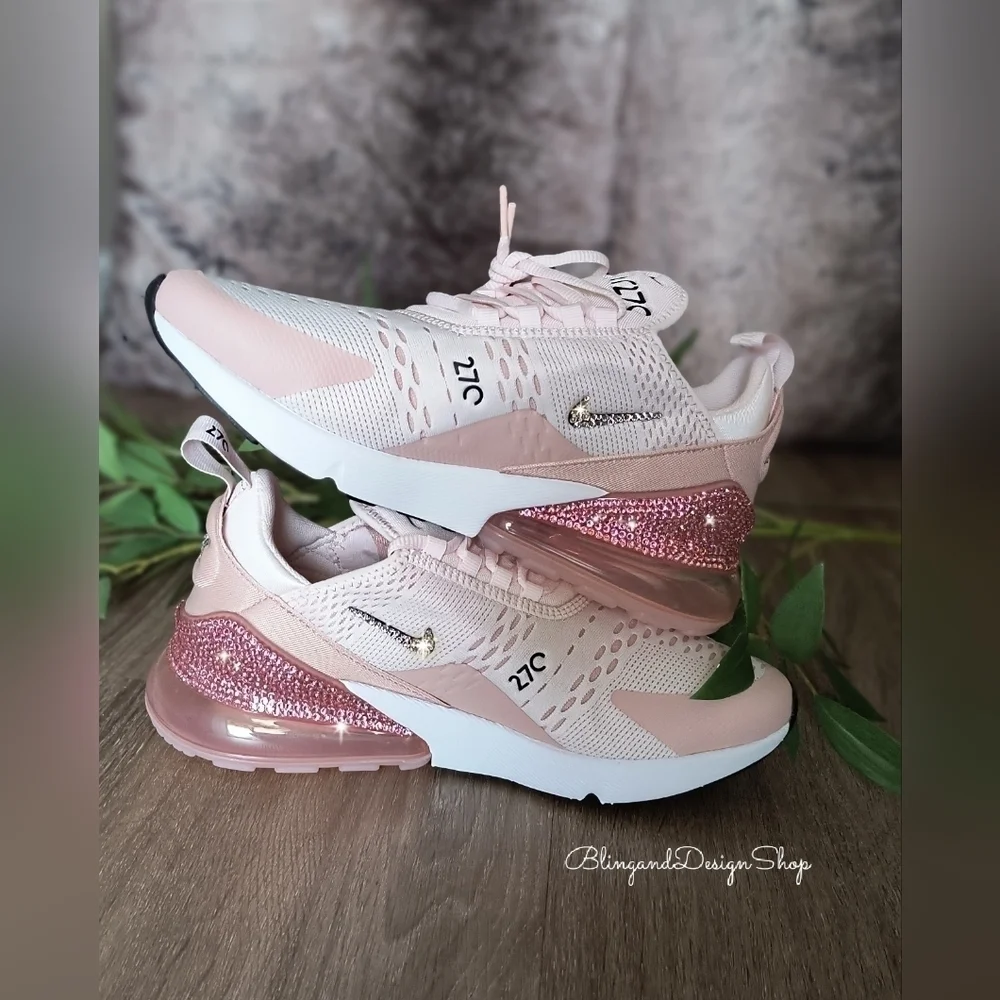 Nike Air Max 270 Pink Sneakers made with Swarovski Crystals Custom